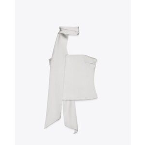 Satin Foulard Top. Beige color. Size XL